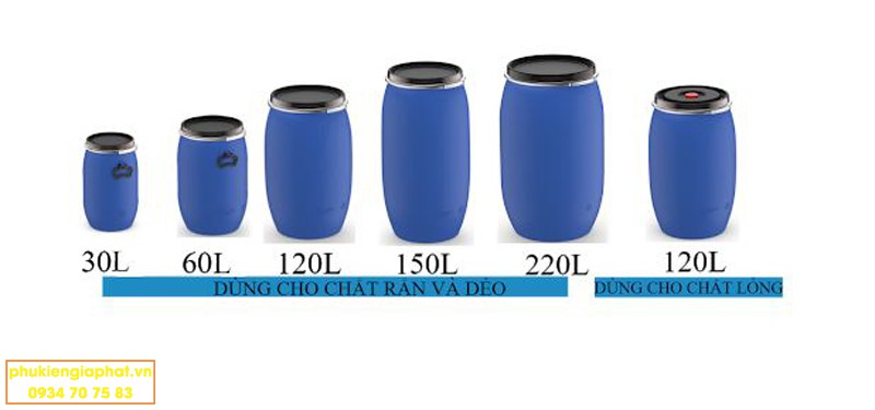 Các loại phuy nhựa phổ biến