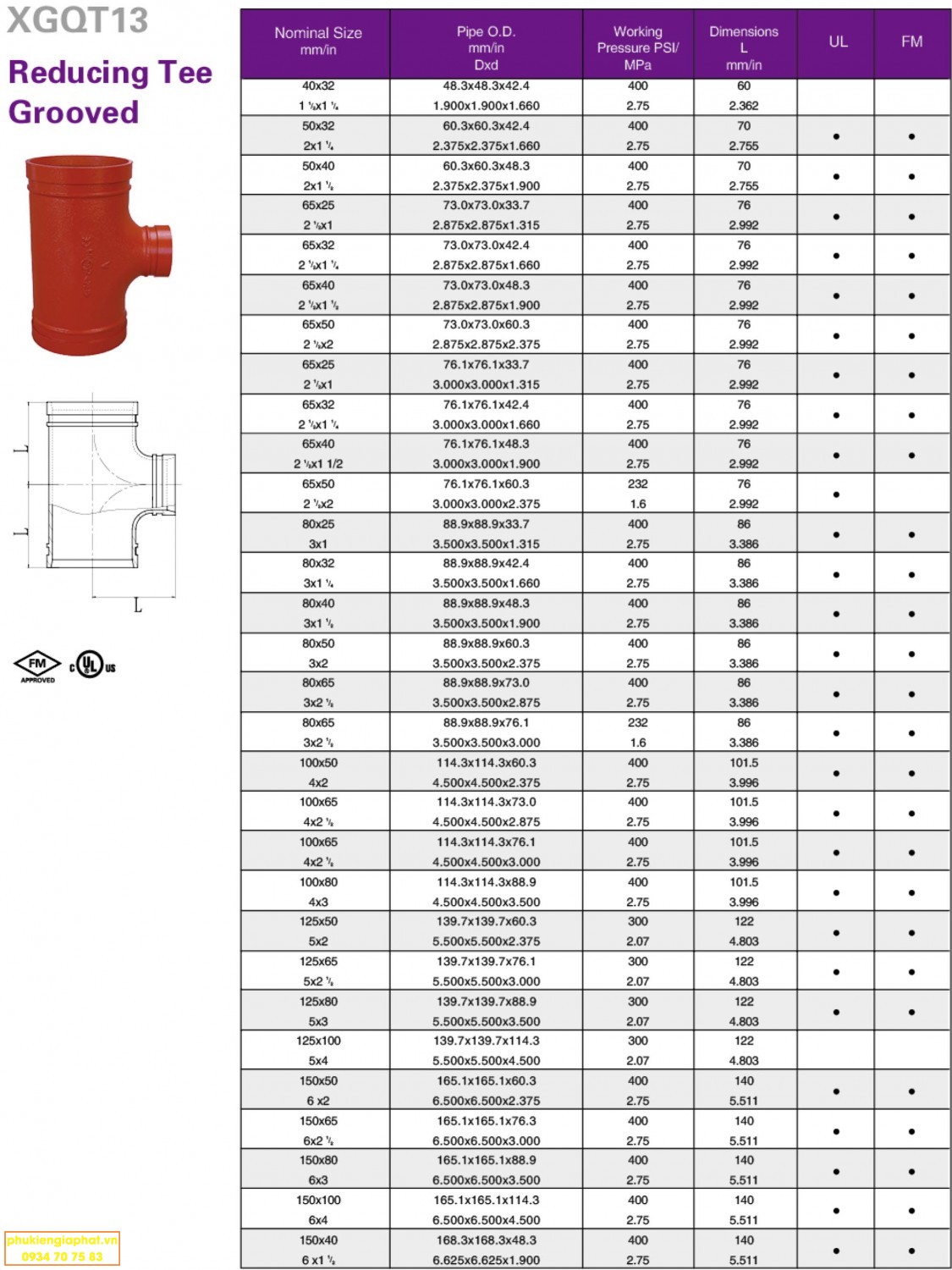 Tee Grooved Reducer 100Tong