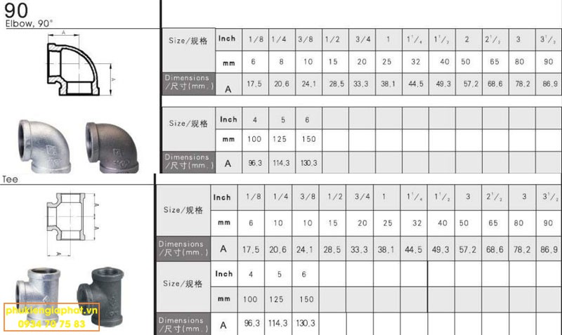 Thông số kỹ thuật Co 90 độ Mech