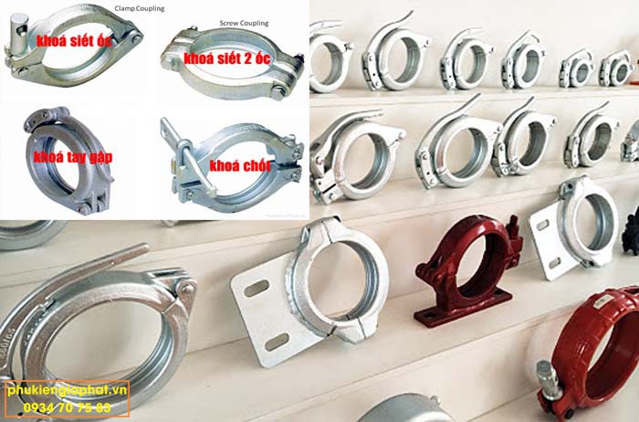 các loại cùm khoá ống bơm bê tông
